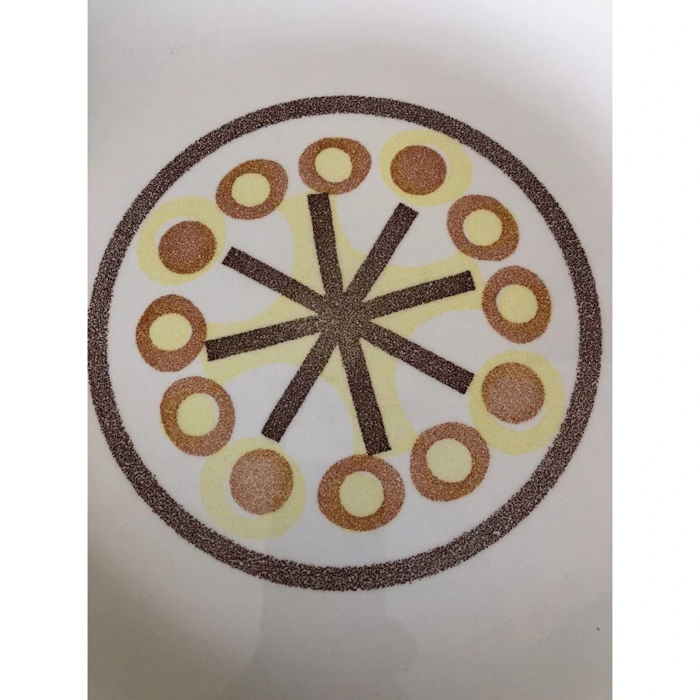 Vintage Midcentury Modern Serving Platter Chop Plate Round Yellow Atomic 60s Mod